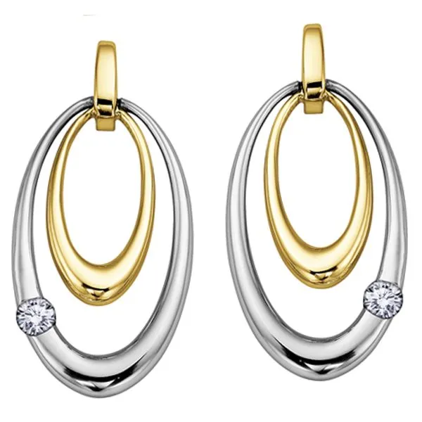10kt Yellow & White Gold 0.091cttw Maple Leaf Diamond Drop Studs Taylors Jewellers Alliston, ON