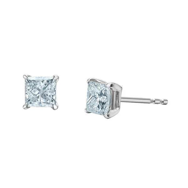 1.00TDW Lab Grown Diamond Princess Cut 14K White Gold Stud Earrings | Taylor's Jewellers Taylors Jewellers Alliston, ON