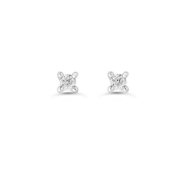 14KT White Gold 0.06C.T.W  Diamond Girl 4-Claw Stud Earrings Taylors Jewellers Alliston, ON