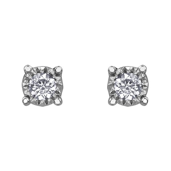 0.20Ctw Diamond Illusion 10Kt White Gold Stud Earrings Taylors Jewellers Alliston, ON