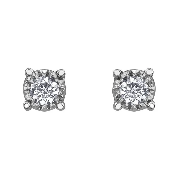 0.20Ctw Diamond Illusion 10Kt White Gold Stud Earrings Taylors Jewellers Alliston, ON