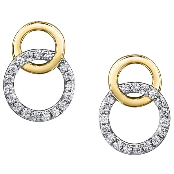 0.14CTW Double Circle Diamond Earrings in 10K Yellow & White Gold Taylors Jewellers Alliston, ON