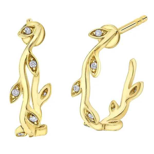 10kt Yellow Gold 0.05cttw Diamond Leaf Studs Taylors Jewellers Alliston, ON