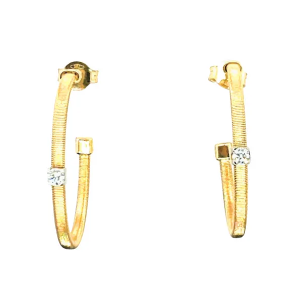 0.10CTW Diamond Gold Ribbed Hoops Taylors Jewellers Alliston, ON
