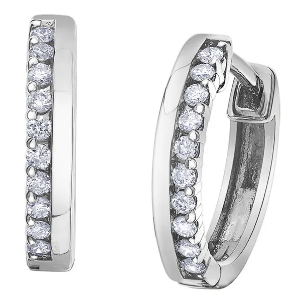 10kt White Gold 0.15cttw Diamond Huggies Taylors Jewellers Alliston, ON