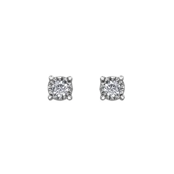 10kt White Gold Illusion Set Diamond Studs Taylors Jewellers Alliston, ON