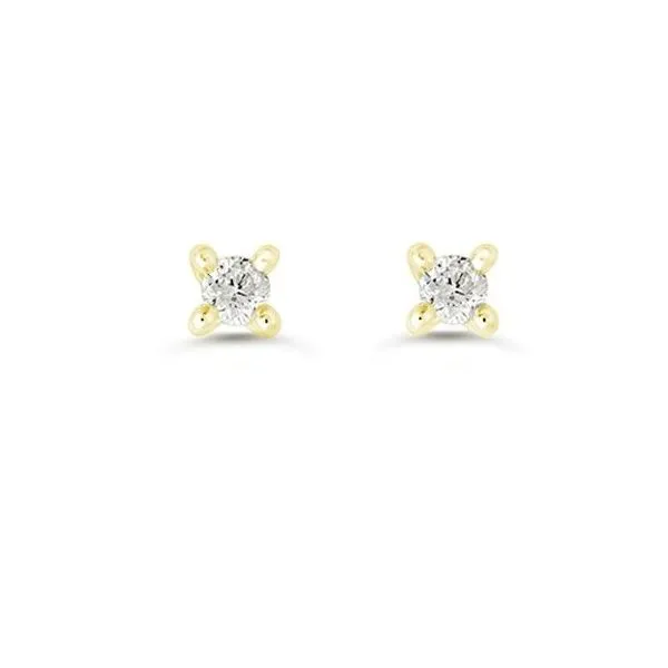 14kt Yellow Gold 0.12cttw Round Brilliant Diamond 4 Claw Screwback Studs Taylors Jewellers Alliston, ON