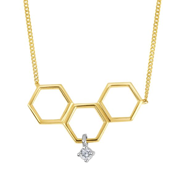 Fire and Ice Diamond 10KT Yellow Gold Honeycomb Necklace 0.03ct Taylors Jewellers Alliston, ON