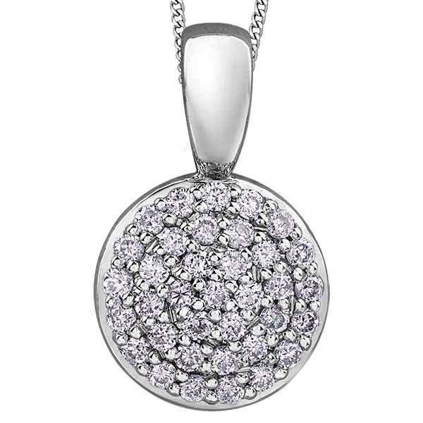 10kt White Gold Diamond Pave Round Pendant Taylors Jewellers Alliston, ON