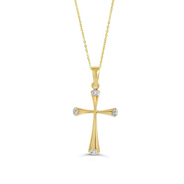 10Kt Yellow Gold Diamond Cross Pendant with 18