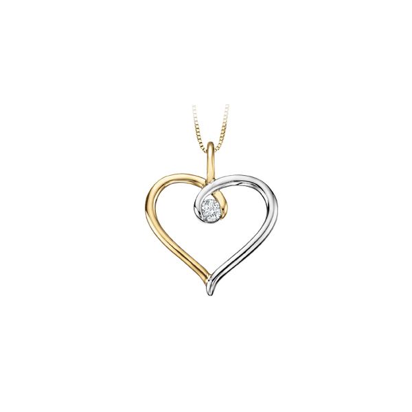 LADY'S MAPLE LEAF DIAMOND 10KT YELLOW/WHITE GOLD HEART NECKLACE WITH 1 CD RB .083 CT Taylors Jewellers Alliston, ON