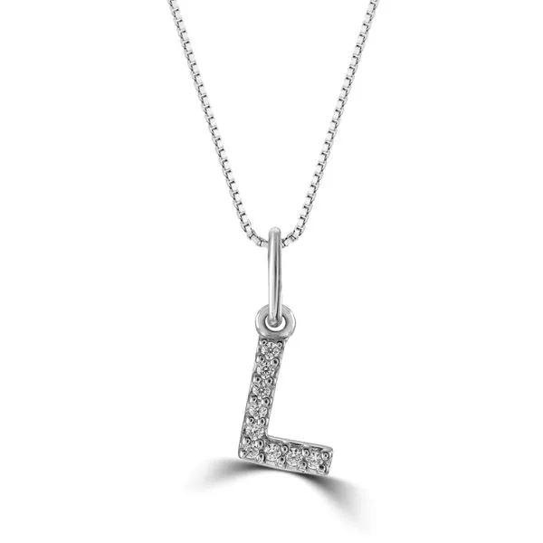 10KT WHITE GOLD DIAMOND INITIAL PENDANT  