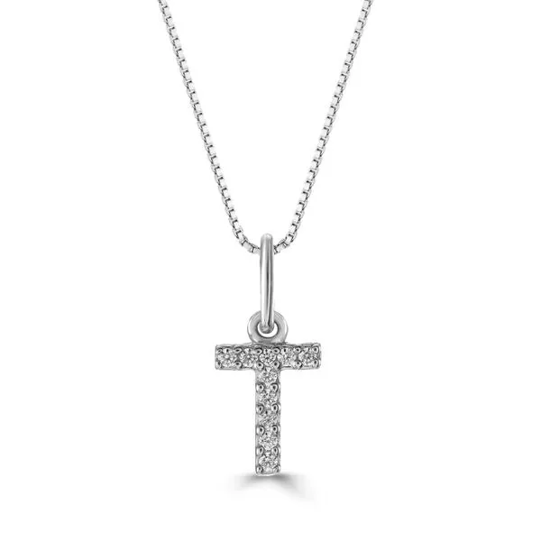 10KT WHITE GOLD DIAMOND INITIAL PENDANT  