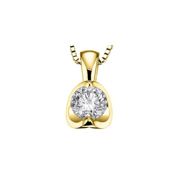 14KT YELLOW GOLD DIAMOND PENDANT, SET WITH 1 RB TENSION SET CANADIAN DIAMOND  0.10CTW  COMES WITH 