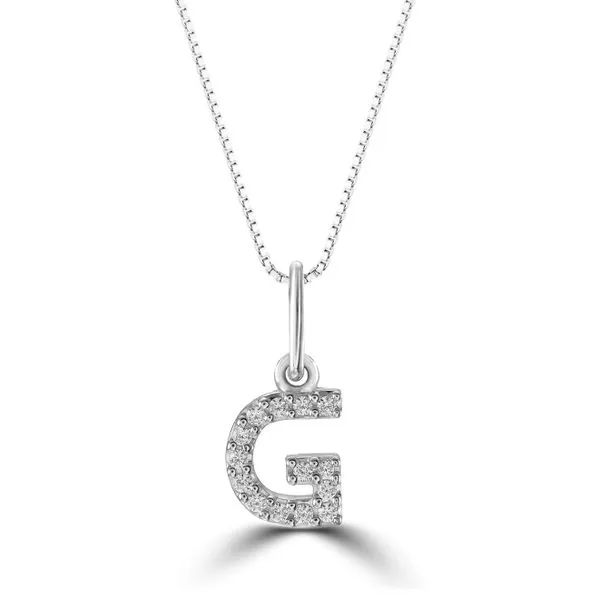 10KT WHITE GOLD DIAMOND INITIAL PENDANT 