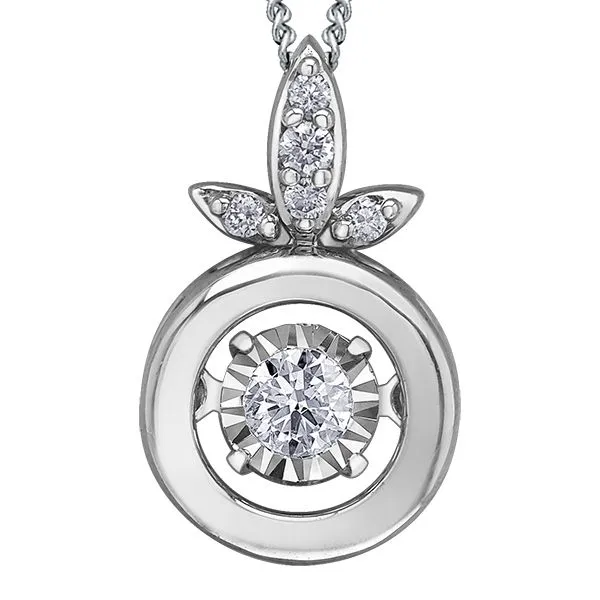 10K White Gold Flower & Circle Pulse Pendant Taylors Jewellers Alliston, ON
