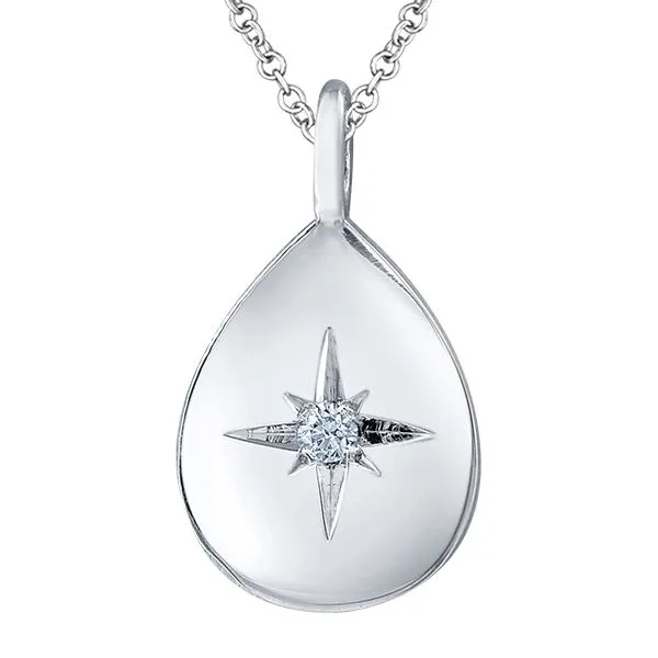 10K White Gold Tear Drop Disc Diamond Pendant Taylors Jewellers Alliston, ON