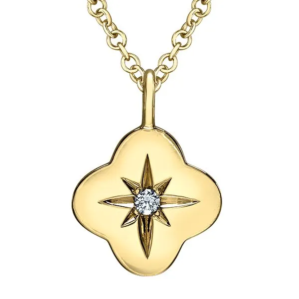 10K Yellow Clover Disc Diamond Pendant Taylors Jewellers Alliston, ON