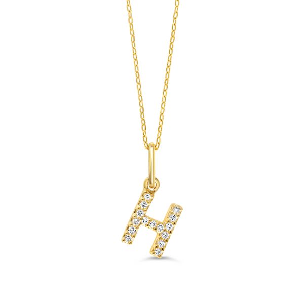 10K Yellow Gold Diamond Initial H Necklace 18