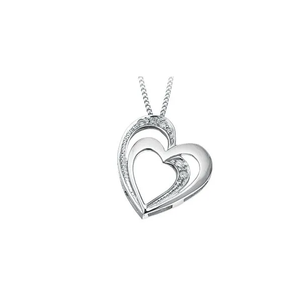 Double Gold Heart Diamond Pendant Taylors Jewellers Alliston, ON