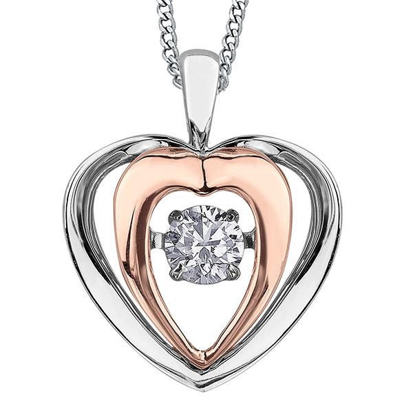 PULSE - BRING LOVE TO LIFE - DIAMOND NECKLACE HEART SHAPED  10KT WHITE/ROSE GOLD  0.09 CT Taylors Jewellers Alliston, ON