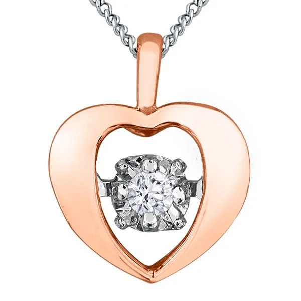 LADIES PULSE 10 KT ROSE/WHITE GOLD NECKLACE WITH  1 DIAMOND FLOATING CENTER 0.02 CT Taylors Jewellers Alliston, ON