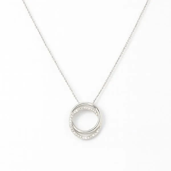 White Gold Diamond Circle Pendant On Cable Chain Taylors Jewellers Alliston, ON