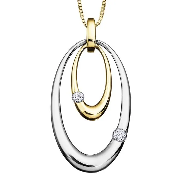 Two Tone 10K Gold Drop Maple Leaf Diamond Pendant Taylors Jewellers Alliston, ON