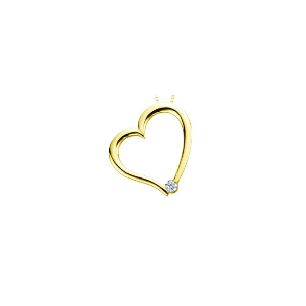 10kt Yellow Canadian Gold Heart & Diamond Pendant