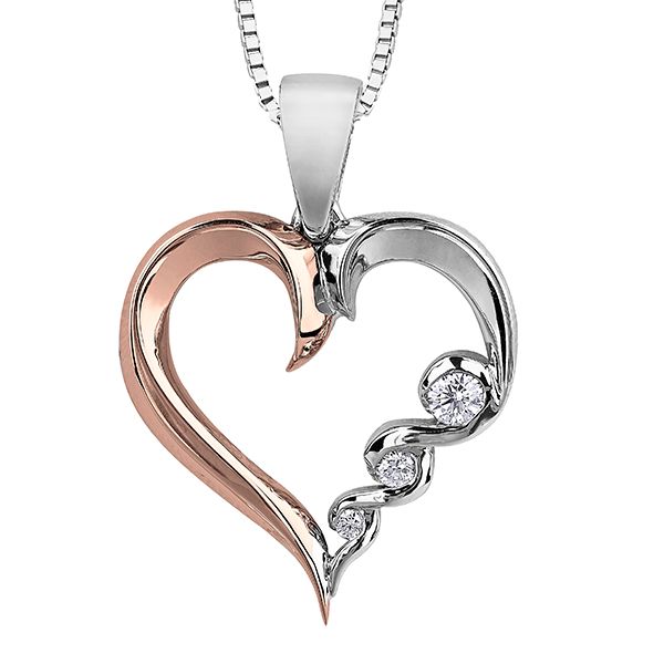 10kt Rose & White Gold Diamond Heart Pendant Taylors Jewellers Alliston, ON