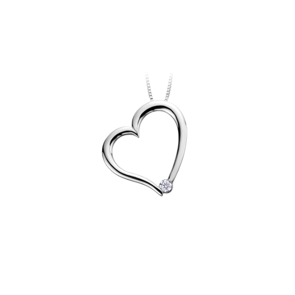 10kt White Canadian Gold Heart & Diamond Pendant Taylors Jewellers Alliston, ON