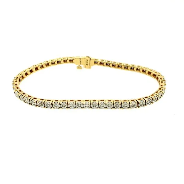 10kt Yellow Gold 1.00cttw Illusion Set Diamond Tennis Bracelet Taylors Jewellers Alliston, ON