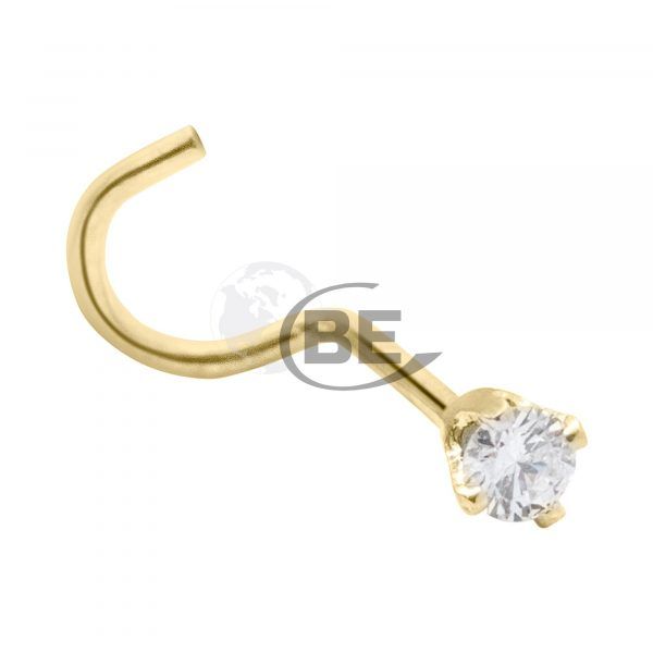 0.03CT Diamond Curved Nose Pin in 14K Yellow Gold Taylors Jewellers Alliston, ON