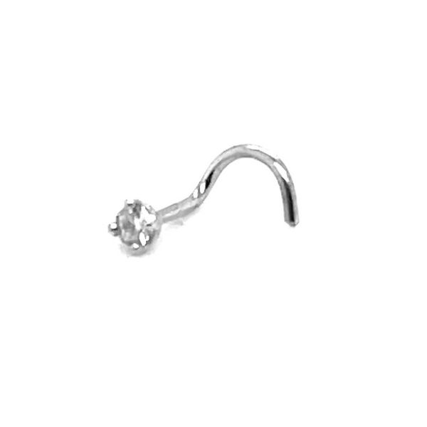 0.03CT Diamond Curved Nose Pin in 14K White Gold Taylors Jewellers Alliston, ON