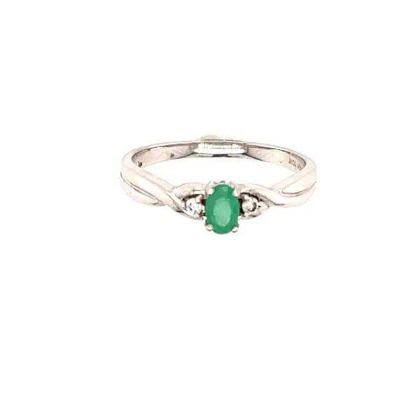 EMERALD AND DIAMOND RING BIRTHSTONE SERIES IN 10KT WHITE GOLD Taylors Jewellers Alliston, ON