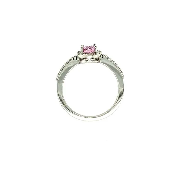 PINK SAPPHIRE WITH DIAMOND HALO 18KT WHITE GOLD RING SIZE 6.5 Image 4 Taylors Jewellers Alliston, ON