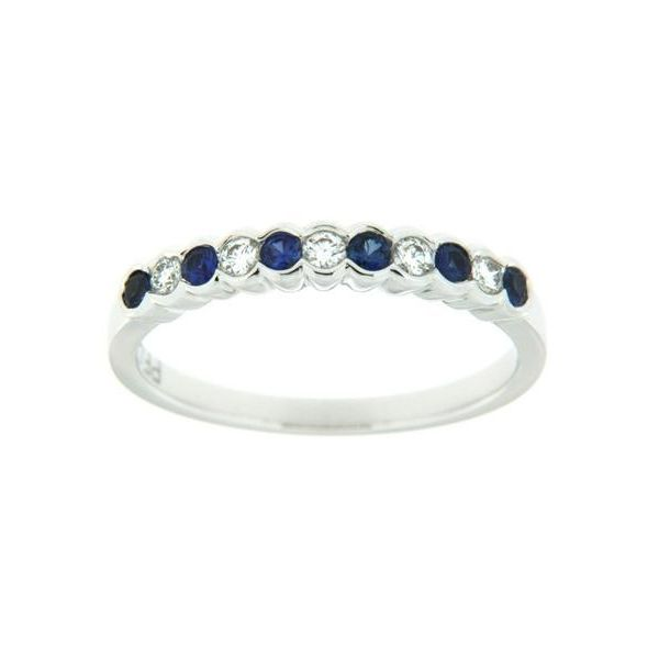 14KT WHITE GOLD BAND  WITH SAPPHIRE 0.18CT AND  DIAMONDS 0.13CTW Taylors Jewellers Alliston, ON