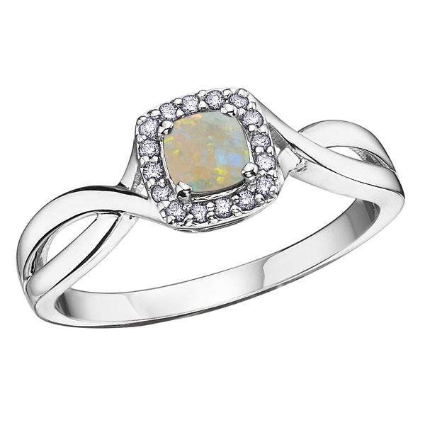 BIRTH STONE COLLECTION  OPAL RING 10KT WHITE GOLD Taylors Jewellers Alliston, ON