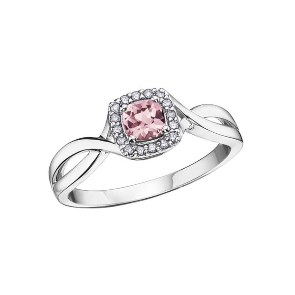 4MM PINK TOURMALINE 10KT WHITE GOLD RING WITH DIAMONDS 0.07TDW Taylors Jewellers Alliston, ON