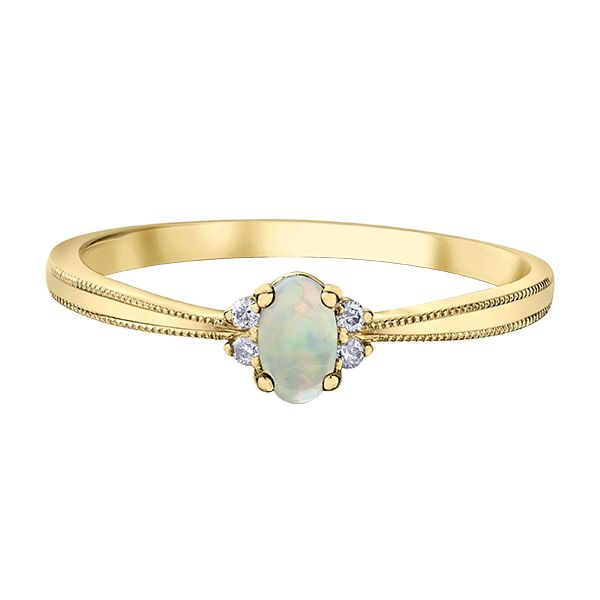 10Kt Yellow Gold Opal & Diamond Ring Image 2 Taylors Jewellers Alliston, ON