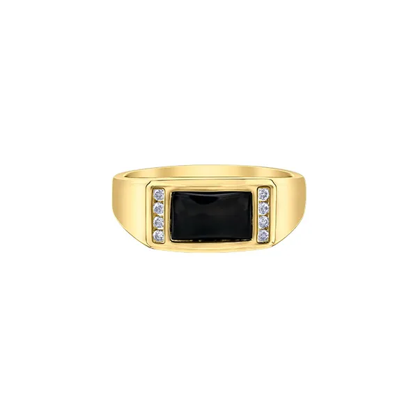 9x6MM Onyx & Diamond Ring in 10K Yellow Gold Image 2 Taylors Jewellers Alliston, ON