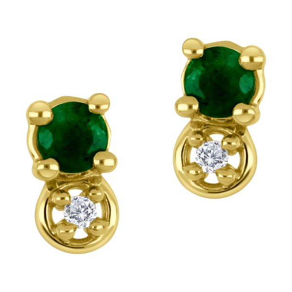10K Yellow Gold Emerald and Diamond Stud Earrings 0.01ct Taylors Jewellers Alliston, ON