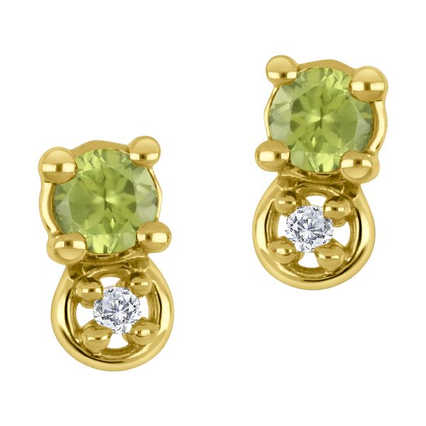 10K Yellow Gold Peridot and Diamond Stud Earrings .01ct Taylors Jewellers Alliston, ON