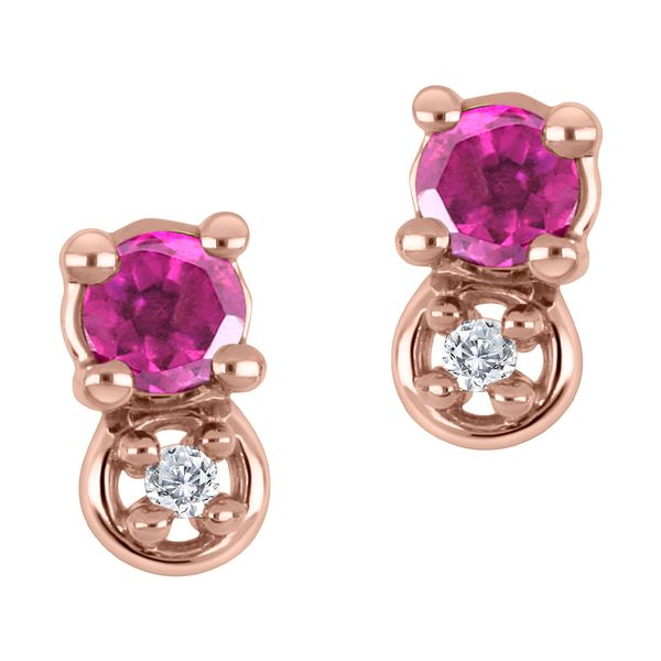 10K Rose Gold Pink Topaz  and Diamond Stud Earrings .01ct Taylors Jewellers Alliston, ON