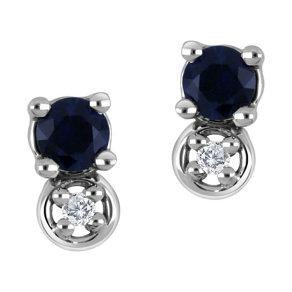 10K White Gold Blue Sapphire and Diamond Stud Earrings .01ct Taylors Jewellers Alliston, ON