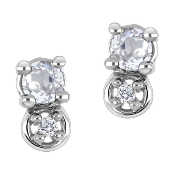 10K White Gold White Topaz and Diamond Stud Earrings .01ct Taylors Jewellers Alliston, ON