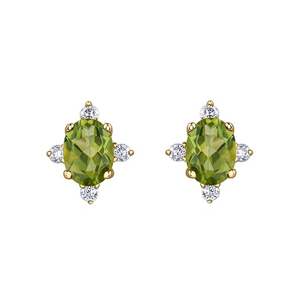 Peridot & Diamond Stud Earrings in 10KT Yellow Gold Taylors Jewellers Alliston, ON