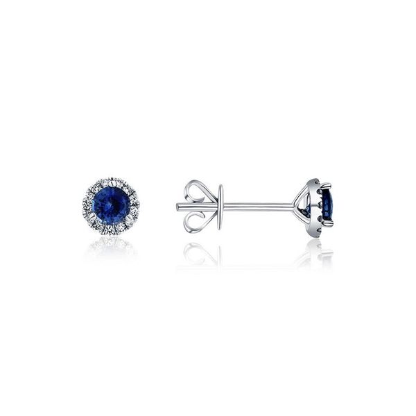 Montana Blue Sapphire & Diamond 18Kt White Gold Stud Earrings Taylors Jewellers Alliston, ON