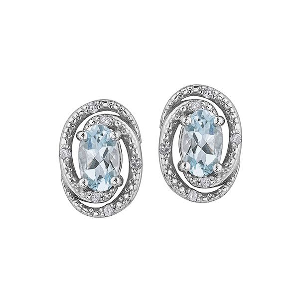 Aquamarine & Diamond Stud Earrings in Sterling Silver Taylors Jewellers Alliston, ON