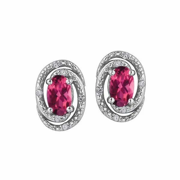 Pink Topaz & Diamond Stud Earrings in Sterling Silver Taylors Jewellers Alliston, ON